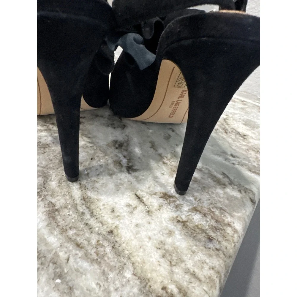 Karl Lagerfeld Paris Lanka ruffled suede slingback 4